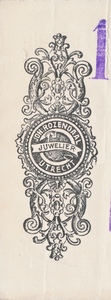 712007 Beeldmerk van Joh. Rozendaal, Juwelier, Valkstraat 46 te Utrecht, op het linkerdeel van een nota.